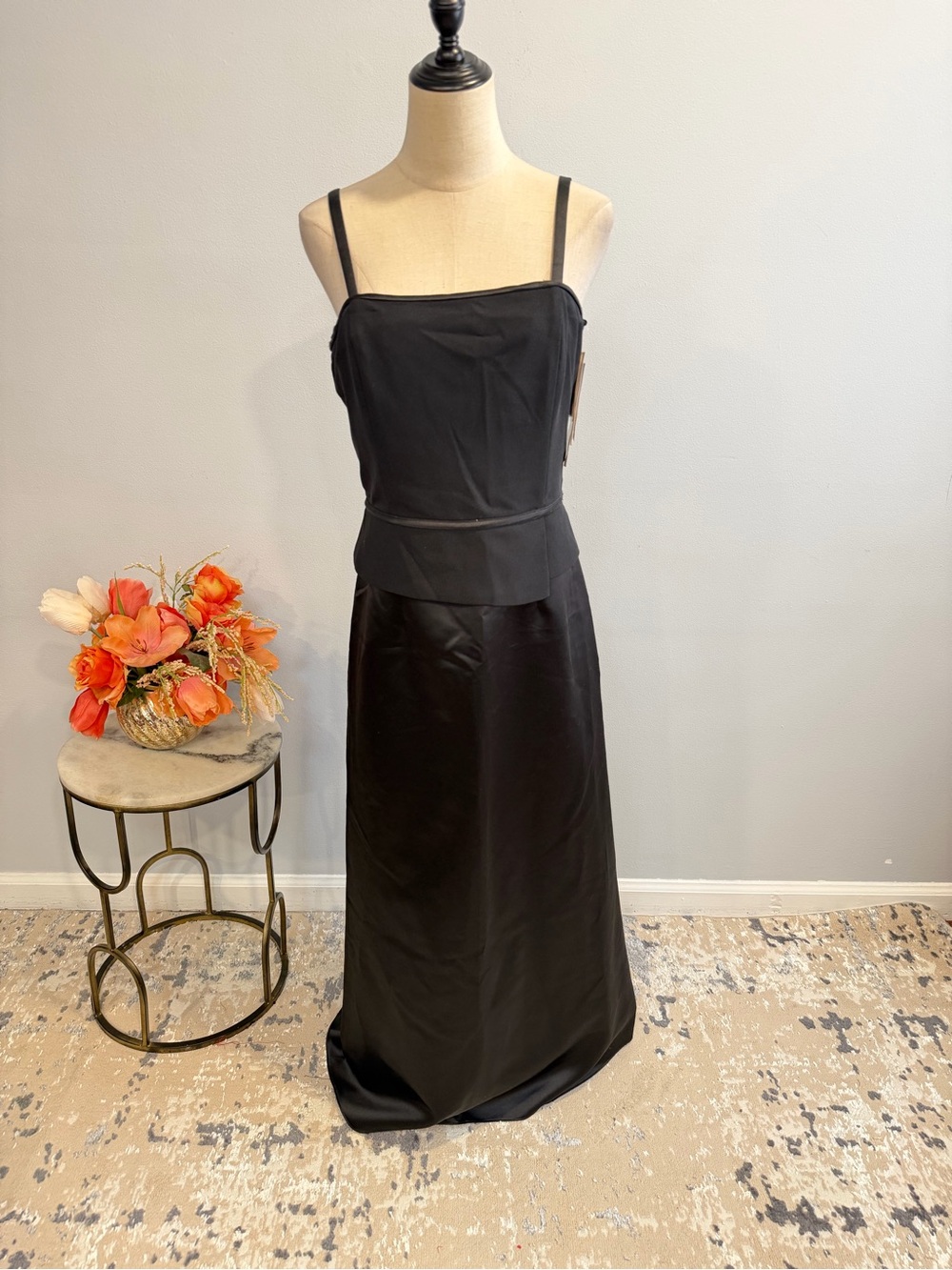 Scott McClintock Black Classic Strapless Satin Evening Gown - Size 10